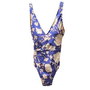 Summersalt One Piece Swim Bathing Suit Lapis Orange White Size 8